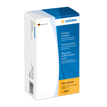 HERMA 4329 postimaksuetiketti 163x45mm/2, valkoinen,  500kpl/pkt | Tarrat