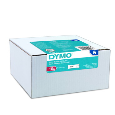 DYMO D1 multipack (10kpl) 9mmx7m valkoinen pohja/musta teksti tarranauha | Tarrakirjoittimet