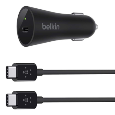 BELKIN USB-C Car Charger 26W with USB-C/Micro USB Adapter
