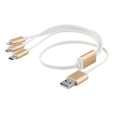 EPZI yleiskäyttöinen latauskaapeli, USB-C, Lightning, Micro USB, USB-A, 0,5m, valkoinen