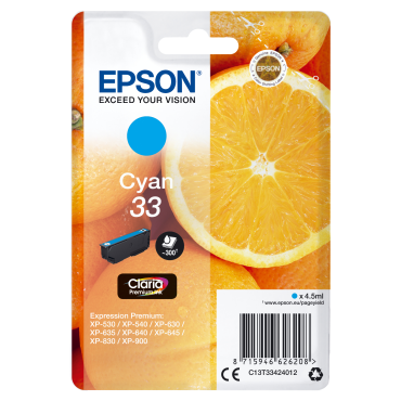 EPSON Singlepack Cyan 33 Claria Premium Ink | Epson