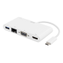 DELTACO USB-C-telakointiasema, 100 W USB-C PD, HDMI, 1,5 A USB-A, Gigabit LAN, VGA, valkoinen | Adapterit / Adapterikaapelit