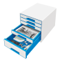 LEITZ Wow Cube vetolaatikosto 5-osainen valkoinen/sininen | Pöydälle
