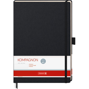 Kompagnon Classic muistikirja 21x29,4cm musta, viivoitettu | Vihot ja kirjat