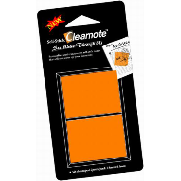 CLEARNOTE  viestilappu, 38x50mm,  läpinäkyvä oranssi | Viestilaput ja teippimerkit
