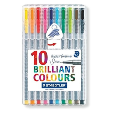 STAEDTLER Triplus fineliner kuitukärkikynä 10-värin sarja | Kuitukärkikynät