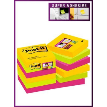 Post-it® Super Sticky -viestilaput 622 Carnival-värilajitelma 12nid/pkt | Viestilaput ja teippimerkit