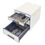 LEITZ Wow Cube vetolaatikosto 4-osainen valkoinen/harmaa | Pöydälle
