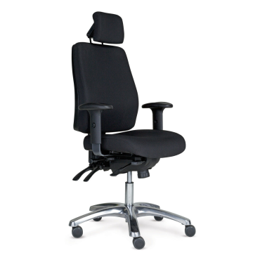 PRO 40 tuoli musta, korkea selkänoja, käsinojat, niskatuki