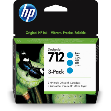 HP 712 3-pack 29ml Cyan DesignJet Ink Cartridge