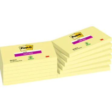 Post-it® Super Sticky -Viestilaput, Canary Yellow, 76 mm x 127 mm, 90 Arkkia/Lehtiö, 12 Lehtiötä/Pak | Viestilaput ja teippimerk
