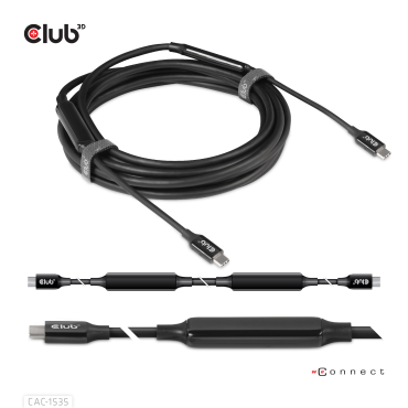 CLUB 3D USB 3.2 Gen 2 Type-C To C Active Bi-Directional Cable 8K60Hz Data 10Gbps And PD 60W M/M 5m | USB