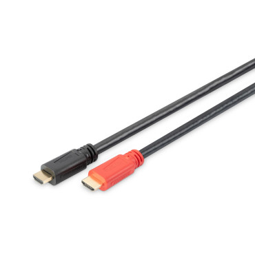 HDMI High Speed connection cable, type A, w/ amp. M/M, 15.0m, Ultra HD 24p, CE, gold, bl | HDMI