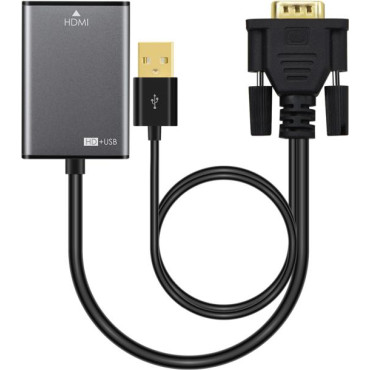 MICROCONNET Aktiivinen VGAu - HDMIn Adapteri, USB Virta