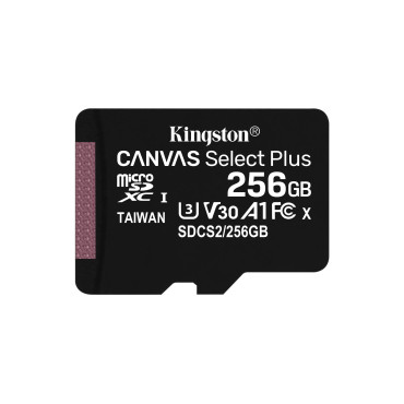 KINGSTON 256GB micSDHC Canvas Select Plus 100R A1 C10 Card + ADP | Muistikortit