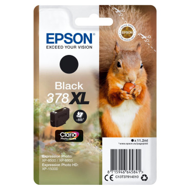 EPSON Singlepack Black 378XL Squirrel Clara Photo HD Ink | Epson