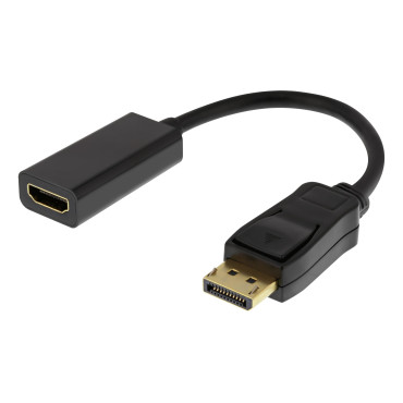 DisplayPort - HDMI-sovitin, 4K 60Hz, 0,2m, musta | DisplayPort