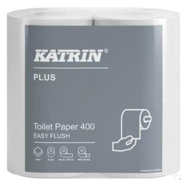 KATRIN Plus wc-paperi ,Toilet 400 EasyFlush 2-krs valkoinen 20rll/säk | Käsipyyhe WC/Talouspaperit