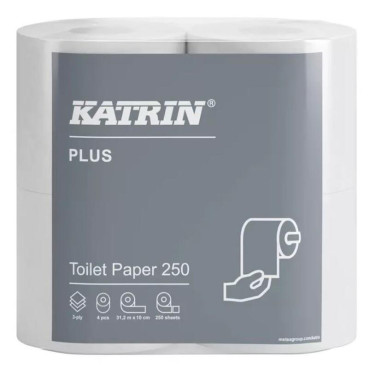 KATRIN Plus Toilet Paper 250, wc-paperi 3-krs valkoinen 20rll/säk | Käsipyyhe WC/Talouspaperit