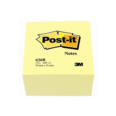 Post-it® 636 viestilappukuutio Canary Yellow 76x76mm 450lappua | Viestilaput ja teippimerkit