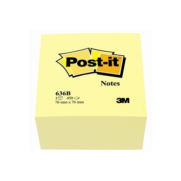 Post-it® 636 viestilappukuutio vaalean keltainen  76x76mm 450lappua | Viestilaput ja teippimerkit