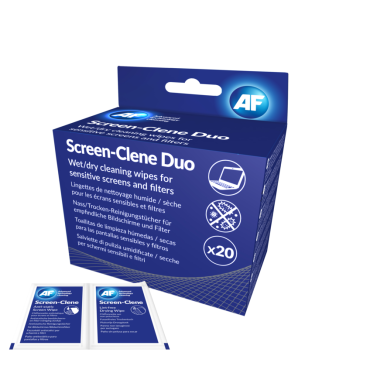AF Screen-clene duo näytön puhdistusliina märkä/kuiva 2x20 liinaa/pkt | Puhdistus