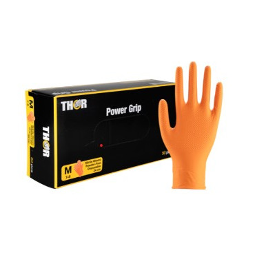 THOR Power Grip nitriilisuojakäsine M oranssi 50kpl/rasia | Ensiapu 