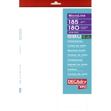 DecaDry käyntikorttipaperi SCW-2010 85x54mm/180kpl | Paperituotteet
