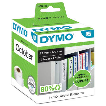 DYMO LW leveä mappitarra 59x190mm 99019 110 tarraa | Dymo tarrat