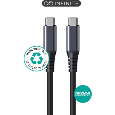 eSTUFF INFINITE Super Soft USB-C Cable | USB4 Gen2x2 | 2m | 100W | 20Gbps | 8K/60Hz | 100% Recycled