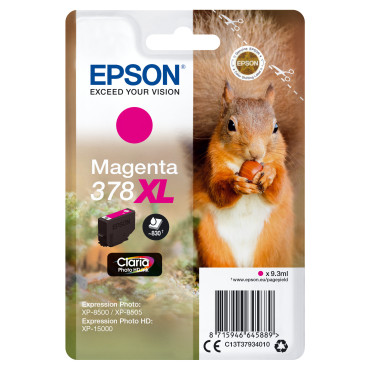 EPSON Singlepack Magenta 378XL Squirrel Clara Photo HD Ink | Epson