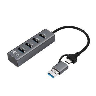 MICROCONNECT USB 3.0 Hub 4-Port with Ethernet and USB-C & A Connectors | Hubit