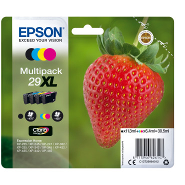 EPSON  29XL Multipack Fraise Ink Claria Home Black, Cyan, Magenta, yellow XL  XP-235, XP-332, XP-335 | Epson