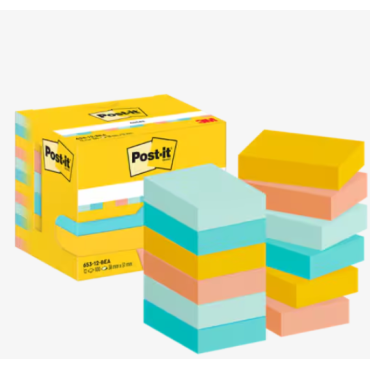 Post-it® 653 viestilaput Beachside-värilajitelma 38x51mm 12lehtiötä/pkt | Viestilaput ja teippimerkit