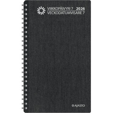 Viikkopäivyri/Veckodatumvisare 7, tummanharmaa 2026 | Pöytäkalenterit