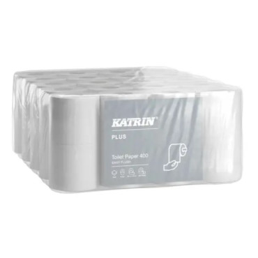 KATRIN Plus EasyFlush wc-paperi, 400 arkkia 2-krs valkoinen 40rll/säk | Käsipyyhe WC/Talouspaperit