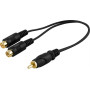 RCA-kaapeli, 1XRCA uros 2XRCA naaras 10cm | POISTOKORI