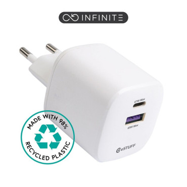 eSTUFF INFINITE USB-C Charger EU PD 67W GaN - White | Laturit