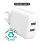 eSTUFF INFINITE USB-A x2 Laturi EU 24W valkoinen - 98% Recycled Plastic | Laturit