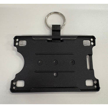 CARDKEEP henkilökorttikotelo pysty/vaaka musta muovi + pidike + rengas 25mm | ID-tuotteet