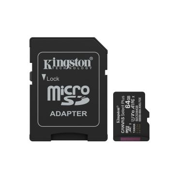 KINGSTON 64GB microSDXC Canvas Select Plus Gen3 100MB/s A1 Card + Adapter | Muistikortit