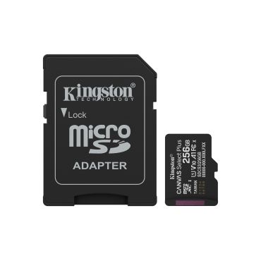 KINGSTON 256GB microSDXC Canvas Select Plus Gen3 150MB/s A1 Card + Adapter | Muistikortit