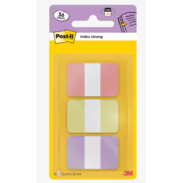 Post-it® Index Strong -teippimerkit vaaleanpunainen/keltainen/violetti 36kpl/pkt | Viestilaput ja teippimerkit