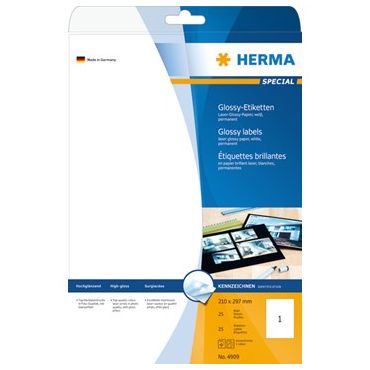 HERMA 4909 tulostustarra Special 210x297  glossy  A4 25kpl/pkt | Tarrat
