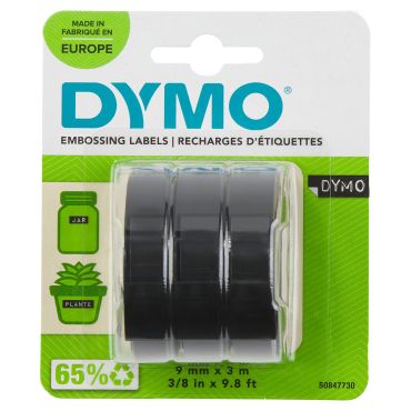 DYMO® Embosser kohokirjoitinteippi 9mm x 3m musta 3kpl/pkt | Dymo tarrat