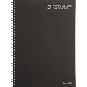 Päivämuistio/Dagsmemorial, parikierresidottu, musta 2027 | Pöytäkalenterit