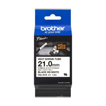 Brother HSe251 Kutistesukka 23,6 mm x 1,5 m, musta teksti / valkoinen pohja | Brother TZe-tarrat