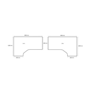 TC kulma pöytälevy 1800x1200x800/600x25mm pearl grey VASEN | Pöydät