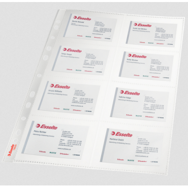 ESSELTE käyntikorttitasku A4/16-kortille 70x95mm lasinkirkas 10kpl/pssa